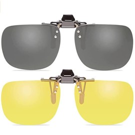POLARS DESIGN 2 pack Clip On Flip Up Polarized Len Sunglasses Over Prescription Myopia Eyeglasses