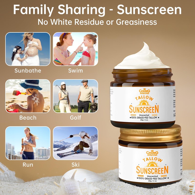 Beef Tallow Sunscreen SPF 50+ 100% Organic Grass-Fed Beef Tallow