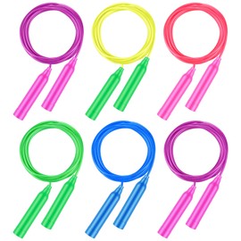 Aodaer 6 Packs Kids Jump Rope Set Colorful Outdoor Jump Ropes 7.3 Feet Adjustable Skipping Ropes for Outdoor Fun Activity Great Party Favor