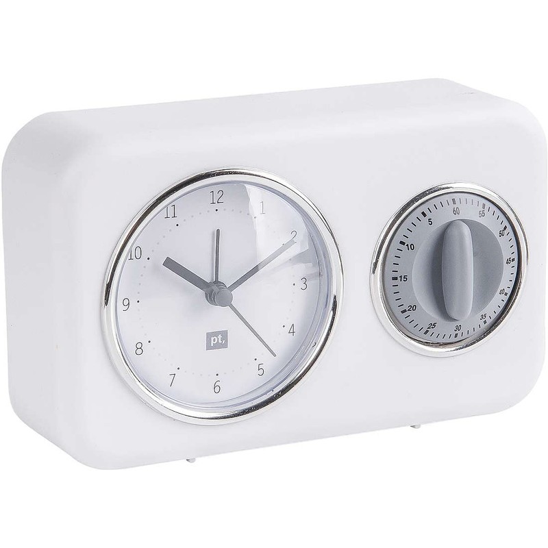 Present Time Table Clock, White, One Size