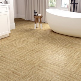 Stickyart Bamboo Flooring Tiles Peel and Stick Vinyl Flooring Tiles 12"x12" 4 PCS Natural Bamboo Floor Tile Self Adhesive Vinyl Floor Stickers Peel and Stick Waterproof Non-Slip for Bathroom Kitchen
