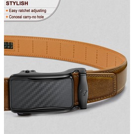 BULLIANT Men's Ratchet Belt Nontrimmable-Click Belt Adjustable for Men Gift Lightweight 1 3/8"(Retro Brown,38"-44" Waist Adjustable)