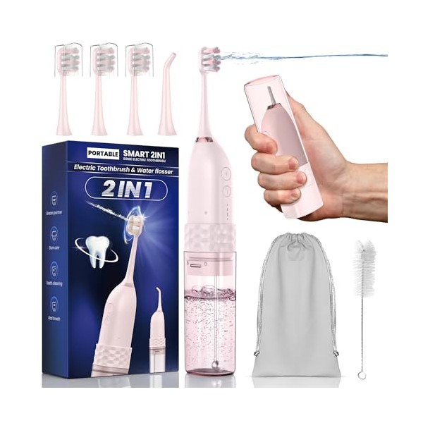 Portable Water flosser with Electric Toothbrush, 2 in 1 Teeth