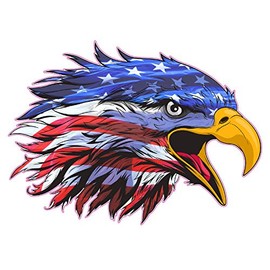 Nostalgia Decals Screaming American Flag Eagle Head Decal (10" x 7")