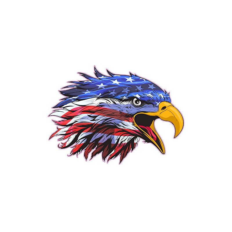 Nostalgia Decals Screaming American Flag Eagle Head Decal (10" x