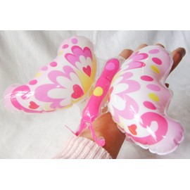 Henbrandt NEW PINK INFLATABLE BUTTERFLY TOY ON WRIST BAND BRACELET