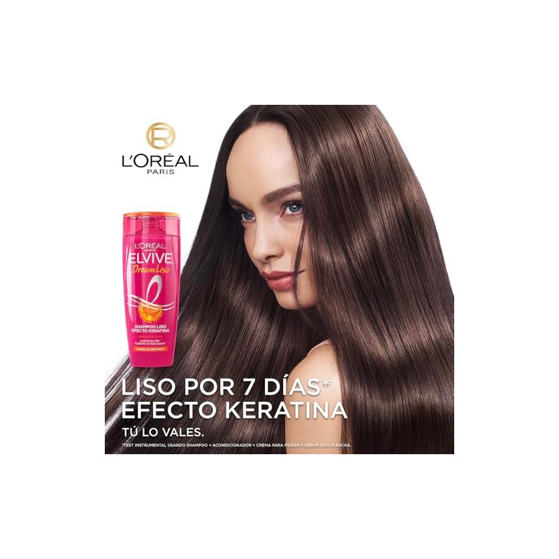 LOréal Paris Elvive Dream Liso Shampoo, Efecto Keratina Anti Frizz