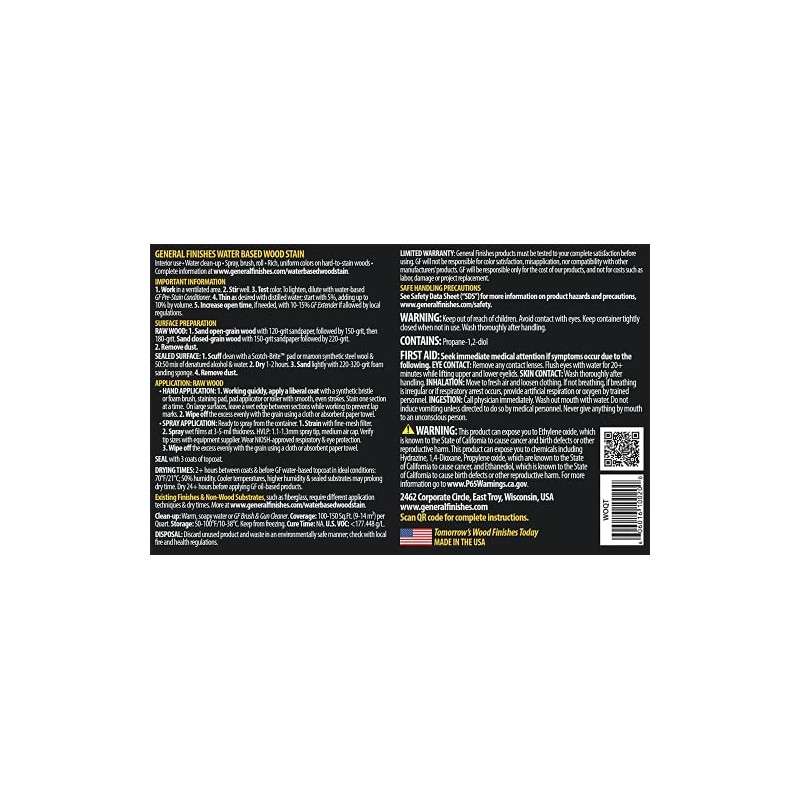 General Finishes Water Based Wood Stain, 1 Pint, Antique Oak