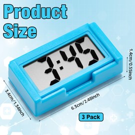 Frienda 3 Pieces Mini Digital Clock Small Digital Clock Stick on Battery Operated Self Adhesive Bracket for Car Dashboard Fridge (White,Black,Blue)