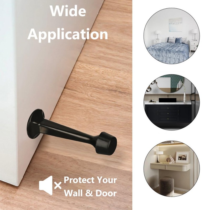 2 Pack Door Stoppers, Zinc Alloy Wall Mounted Door Stop