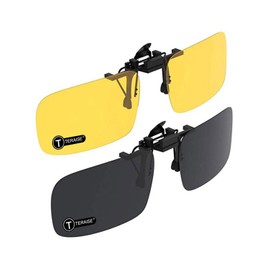 TERAISE Clip on Sunglasses 2-PCS/Day+Night Vision UV400 Flip-Up Sunglasses(2PCS Black+Yellow)