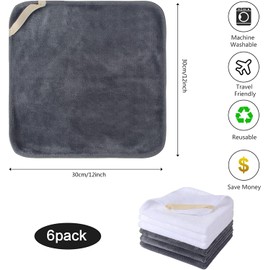 Sinland Microfiber Facial Cloths Fast Drying Washcloth 12 inch x 12 inch, Whitex3+Greyx3
