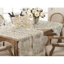 Saro Lifestyle BD05.GL1672B Hand-Beaded Table Runner, Gold, 16"x72"