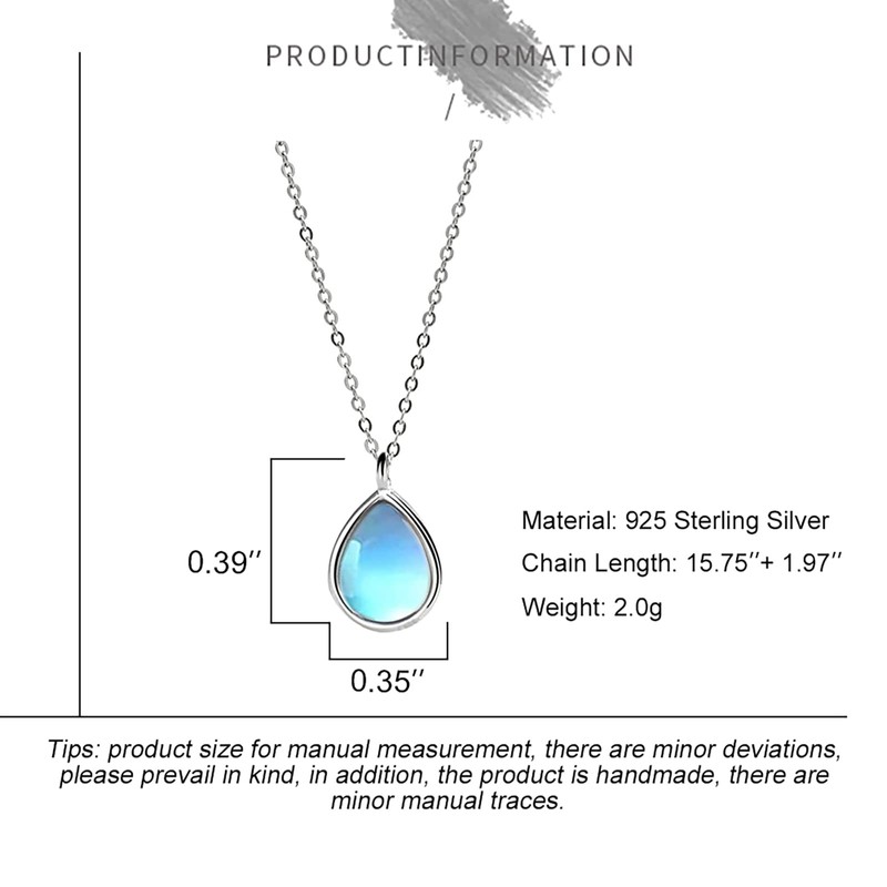 JeeweLife Grandma Gifts Sterling Silver Moonstone Necklace Mother's Day, Birthday,