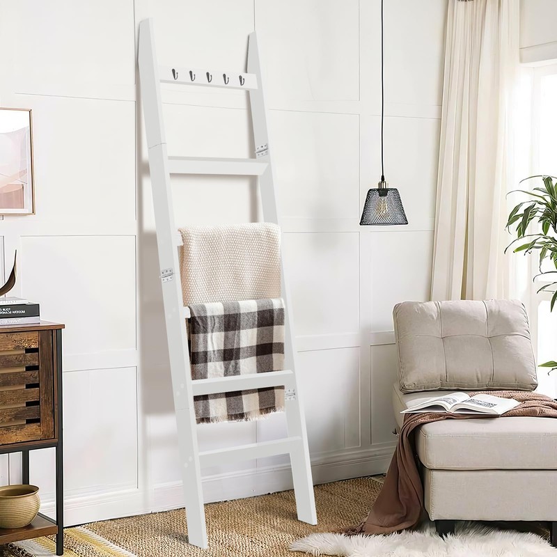 TEAKMAMA 6-Tier Blanket Ladder for Living Room and Bedroom,5.4 Ft