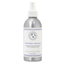 Eco Candle Co. Room & Linen Spray, Lavender Dreams, 8 oz. - Scents of Lavender, Lilac, Sage, & Mimosa - Recycled Aluminum Bottle, No Propellents, Pump Top, All Natural Ingredients