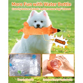 KrauzPet Dog Toys, Squeaky Plush No Stuffing Crinkle Dog Toy for Small Medium Large Dogs, [3 Pack] Interactive Puppy Teething Water Bottle Dog Chew Toy