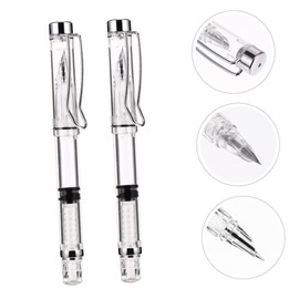Hoement Pack of 4 Fountain Pens with Ink Absorber, Transparent Fountain Pen for Students, Ideal Writing Instrument for School and Office, Precise Writing and Drawing, Ergonomic Design