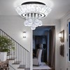 IDEQUY Modern Led Crystal Chandelier for Living Room Crystal Raindrop