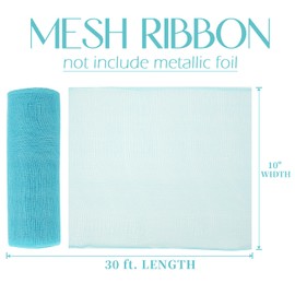 MEEDEE Light Blue Deco Mesh 10 Inch Rolls Deco Mesh Turquoise Basic Mesh Ribbon for Christmas Tree, Garland, Staircase, Mailbox, Centerpiece, Making Wreath, Decorating and Crafts (30 Feet)