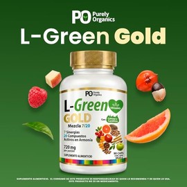 Pre Entreno L-GREEN GOLD, Cafeína Anhidra 220 mg por Porción, 90 Cápsulas, Con L-carnitina, CLA, vinagre de manzana, té verde, cromo y magnesio; uso 3