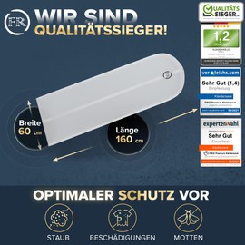 FiRiO® 4 x Premium Kleidersack lang 160 cm - Kleidersäcke mottensicher, atmungsaktiv & wasserfest - Hochwertige Kleiderschutzhüllen für Anzug, Mantel & Kleid - Transparente Kleiderhüllen - 160x60cm