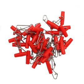 VOANZO 40 Pcs Fishing Line Sinker Slides T-shape Line Fishing Swivels Snaps Weight Sliders Fishing Finder Clip for Sea Fishing