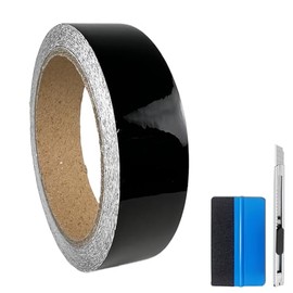 NewL BLACK HIGH GLOSS VINYL TAPE WITH AIR RELEASE MOUNTING TOOL KIT (2.5cm x 900cm)