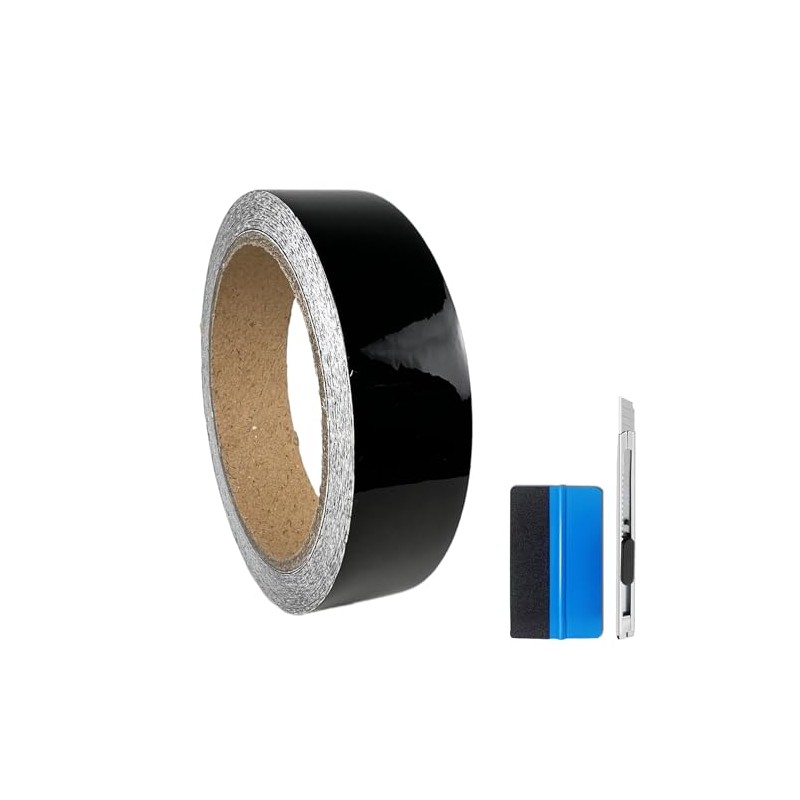 NewL BLACK HIGH GLOSS VINYL TAPE WITH AIR RELEASE MOUNTING