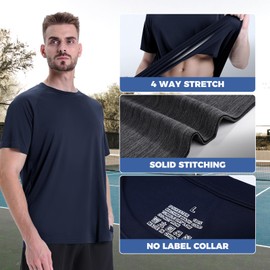 5 Pack Workout Mens T Shirts - Black Gym Quick Dry Short Sleeve Moisture Wicking Tee Tops for Athletic Work Casual Running