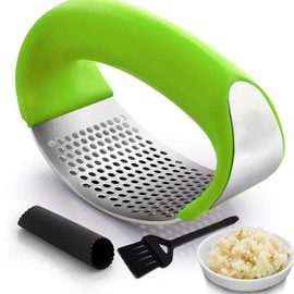 Angel's Peel Lounge Garlic Press Rocker, Stainless Steel Garlic Masher Crusher (Green)