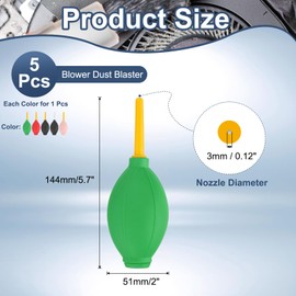 PATIKIL Soft Tip Air Blower Dust Blaster, 6 Pcs Rubber Bulb Air Pump Dust Blower Cleaner Cameras Lens Cleaning Tool with Long Nozzle for Camera Lens Computer Keyboard, Multicolor