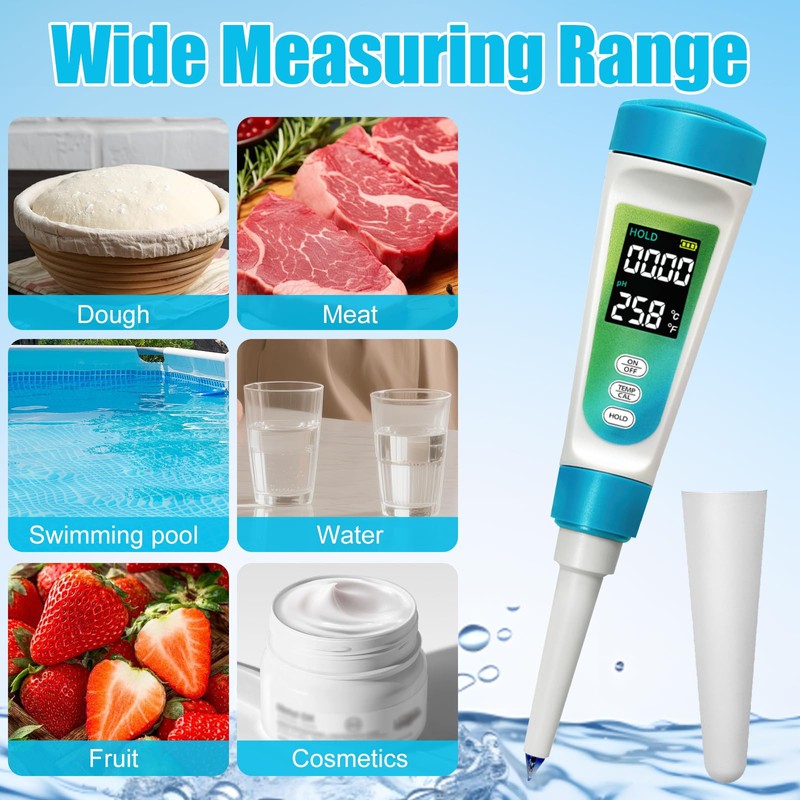 OBEST Food Acidity Meter Temperature 2 in 1, Smart pH