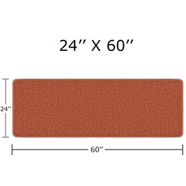 PureSwan Bathroom Runner Rug 24 x 60 Inch – Extra Large Long Bath Mat | Absorbent and Washable Thick Chenille Bath Rug Non-Slip Runner Rug for Bathroom, Shower, Sink(Rust)