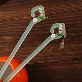 4pcs Chinese Traditional Flower Hair Sticks, Hairpin Headdress, Floral Tassel Hair Sticks Headwear for Women (Style 1, One Size)