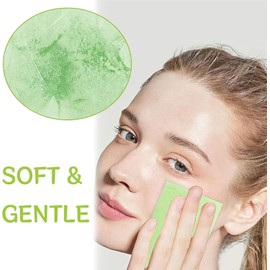 100 piezas Paquete de absorbentes de aceite facial natural, Hojas secantes de aceite para el rostro Papel secante facial práctico y de alto rendimiento para pieles grasas (Verde, 100 piezas)
