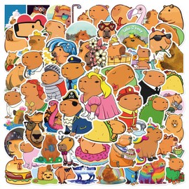 50 Pcs Capybara Stickers for Kids Teens Adults Boys,Laptop,Skateboard,Luggage,Car,Bike,Cup,Computer,Water Bottle Stickers Pack Decor,Capybara Athletics Vinyl Waterproof Sticker Decals