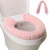 SENOMOR Toilet Seat Cover,Bathroom Soft Thicker Warmer with Snaps Fixed Stretchable Washable Fiber Cloth Toilet Seat Covers Pads Easy Installation& Cleaning (Pink)