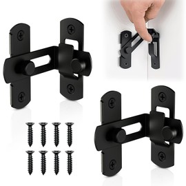 Cerradura de Puerta de Granero, 2 Piezas Pestillo de Puerta de Acero Inoxidable, 90 Grados Pestillo Abatible para Puerta, Ventana, Gabinete (Negro, 2.7 x 2.4pulgadas)