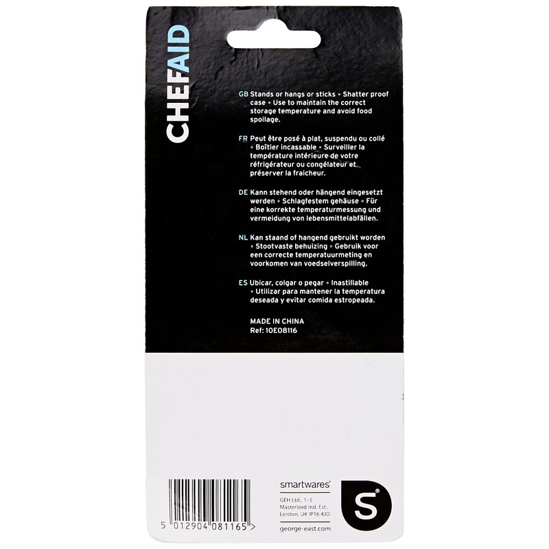 Chef Aid Classic Fridge and Freezer Thermometer with clear colour