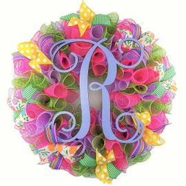 Door Wreaths for Spring Summer Purple - Year Round Wreath - Summer Welcome Door Decorations | Pink Lavender Yellow Green (Custom)