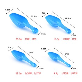 Double Ended Plastic Measuring Scoops & Spoons Set of 4 - Kitchen Scoops for Ice Flour Powder Spice Pet Food - Measuring Tools Great for Dry and Liquid Ingredients (Red)