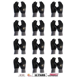 PIP 12 PR 34-846 MaxiFlex Nitrile Grip Dotted Palms Lightweight Durable WORK GLOVES - XLarge