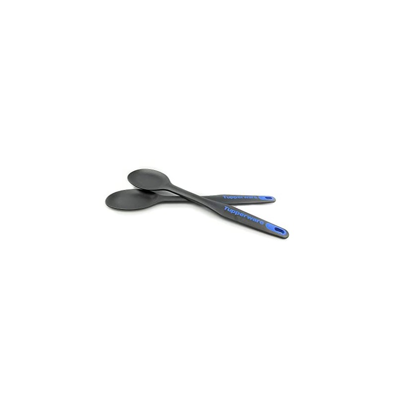 TUPPERWARE D174 Cooking Spoon Set of 2 Black / Blue
