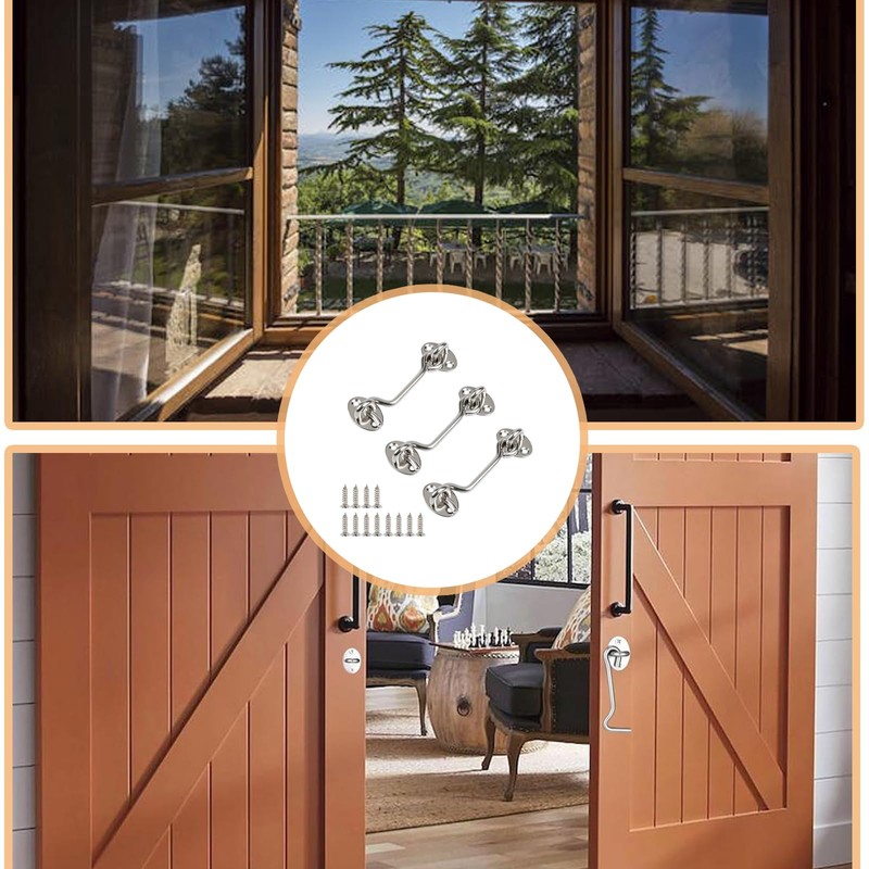 wodehahagou 3Pcs Hook and Eye Latch Door Latch Gate Hook
