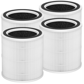 Breabetter AC400 True HEPA Replacement Filter Compatible with Purivortex AC400 Purifiers, 3-in-1 H13 True HEPA Filter（4-Pack）-White