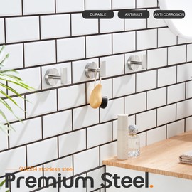 AONEON Robe Hook Brushed Nickel Bath Towel Hooks Stainless Steel Wall Hooks for Bathroom Kitchen Closet Garage Door Hanger 3 Pack, AN1001BR-P3