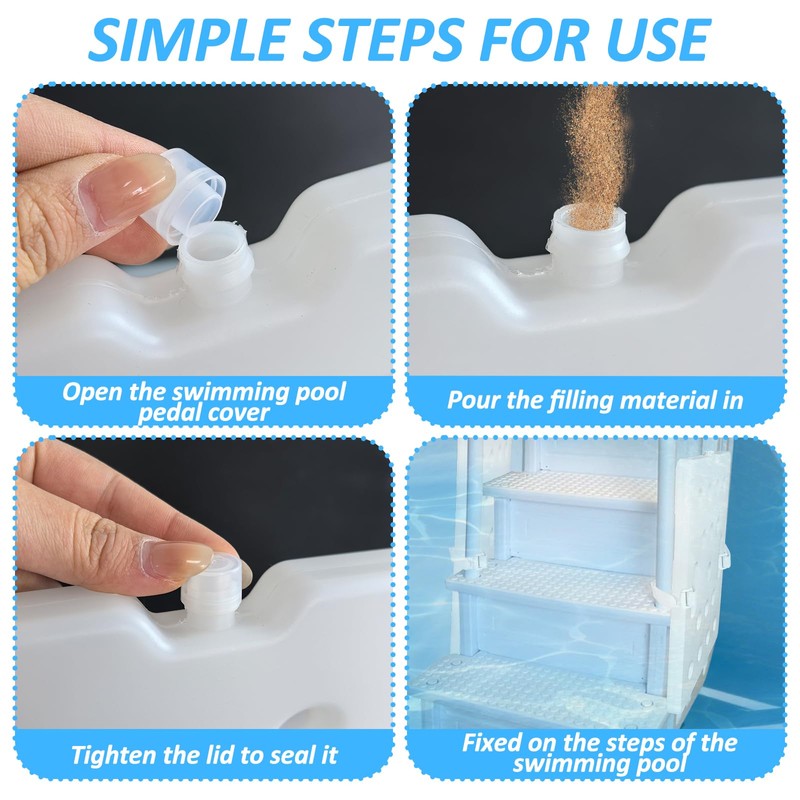2 Pcs Swimming Pool Ladder Weights, White HDPE Step Stair
