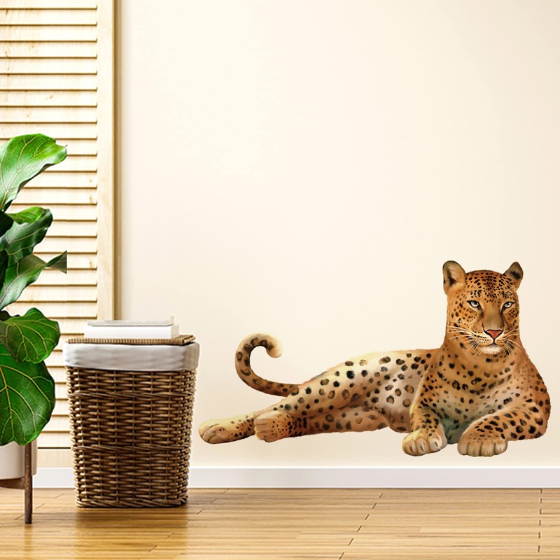 wondever Safari Leopard Wall Stickers Jungle Animals Cheetah Peel and