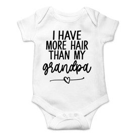 AW Fashions I Have More Hair Than My Grandpa - Mameluco de bebé divertido y adorable para recién nacido, unisex para niños y niñas, Blanco, Recién nacido